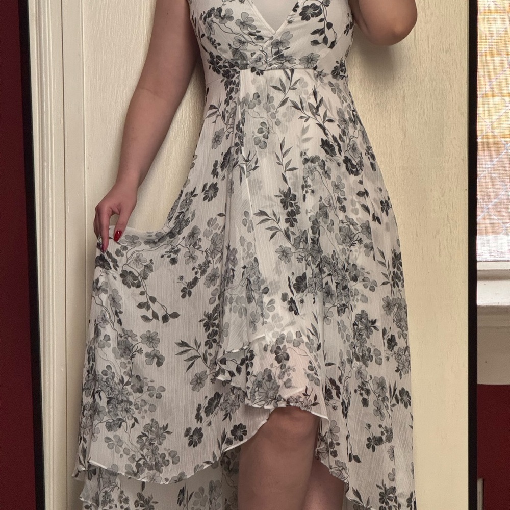 Floral Black and White Women's Dress